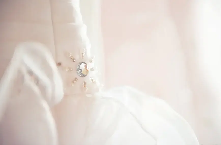 close up of wedding dress fabric